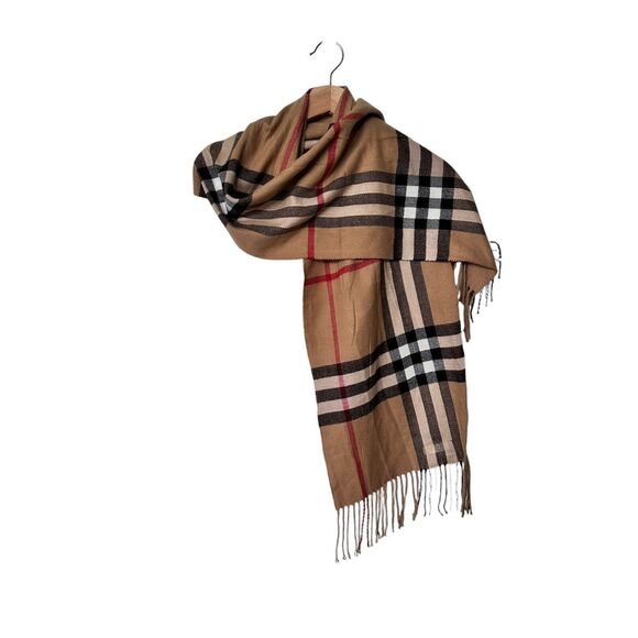 Burberry cashmere scarf nova Check Camel academia 55''x12'' - Picture 1 of 3